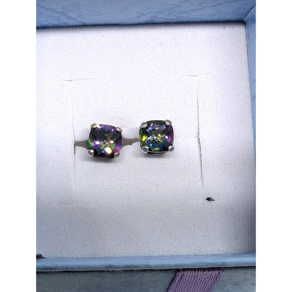 Vintage Mystic Topaz Sterling Silver Necklace, Ring, & Earring Set - Picture 10 of 11